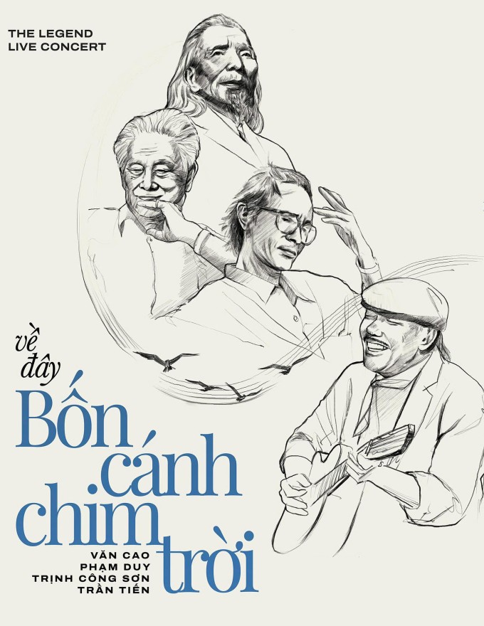 Poster show "Về đây bốn cánh chim trời". Ảnh: Ngọc Việt
