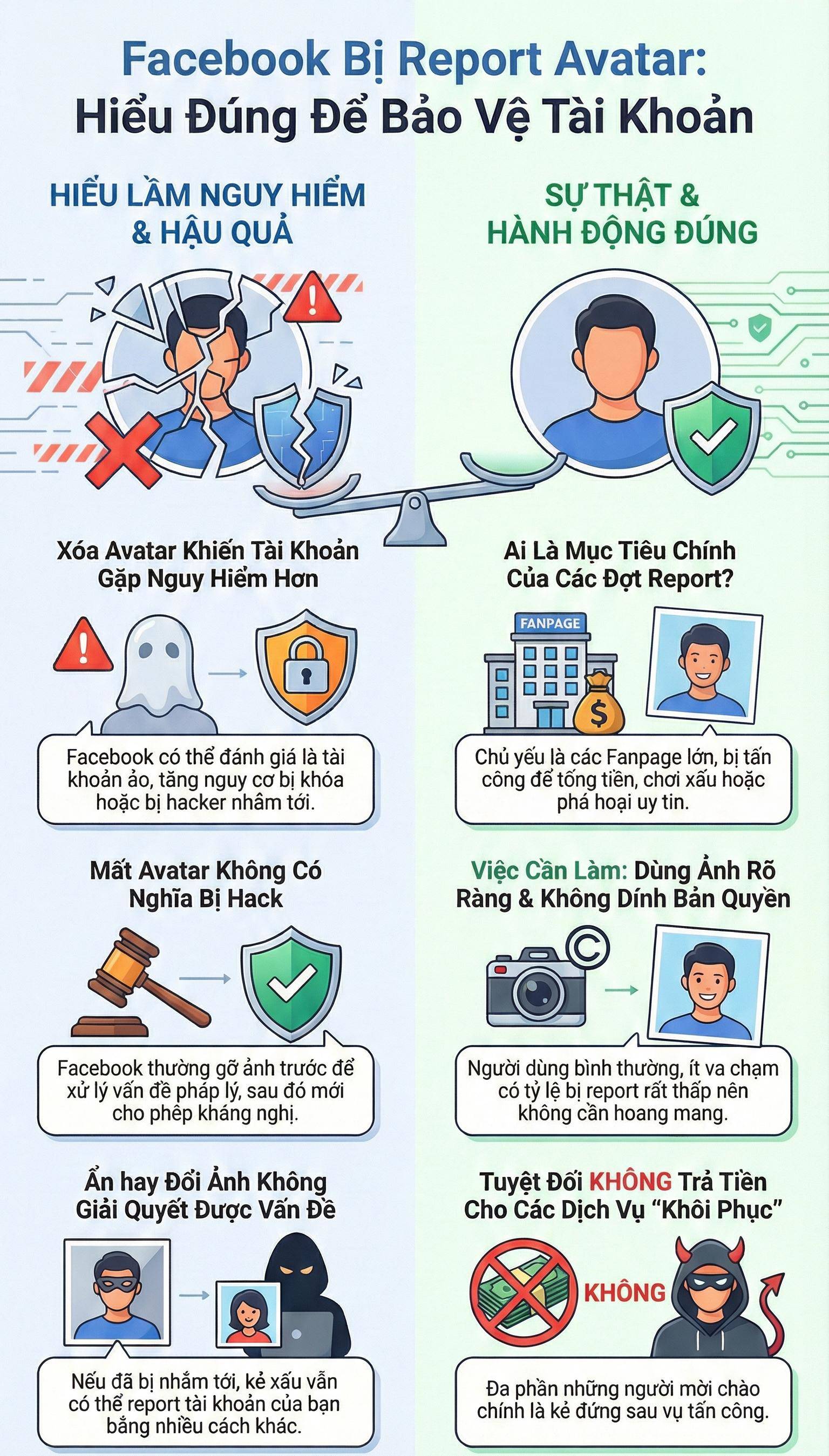 Hiểu đúng để tránh phản tác dụng khi loạt người dùng cá nhân, fanpage xóa/ẩn ảnh đại diện, ảnh bìa. (Ảnh: Hiếu PC/A.I)