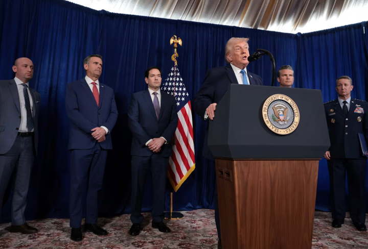 Hình ảnh ông Trumnp tại buổi họpj báo.