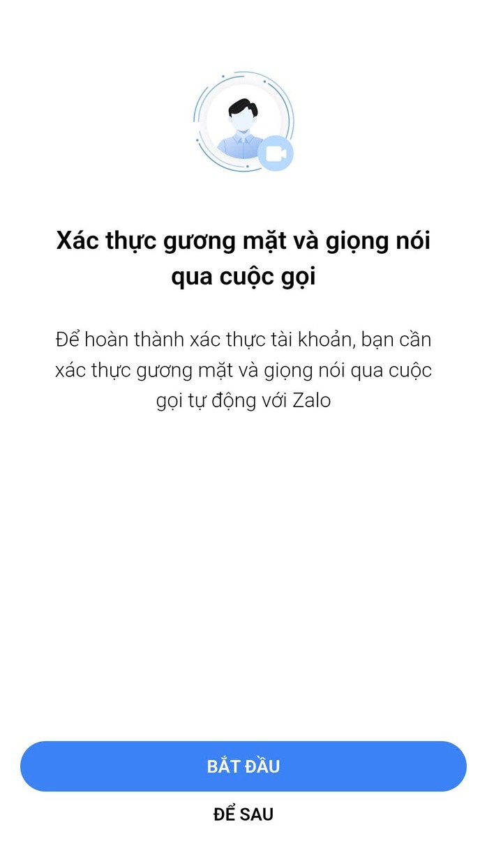 Để xác thực tài khoản, người dùng cần cung cấp gương mặt và giọng nói