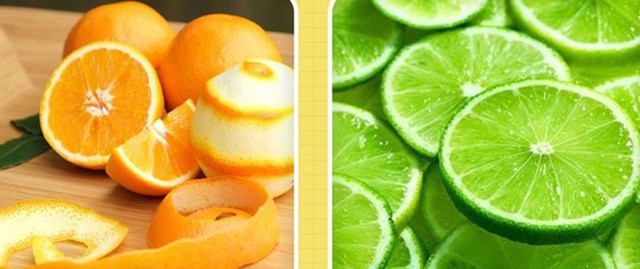 Xoa nhẹ vỏ cam, quýt, chanh (nếu có) lên mặt ngoài vải cũng giúp khử bớt mùi mắm tôm. Ảnh internet