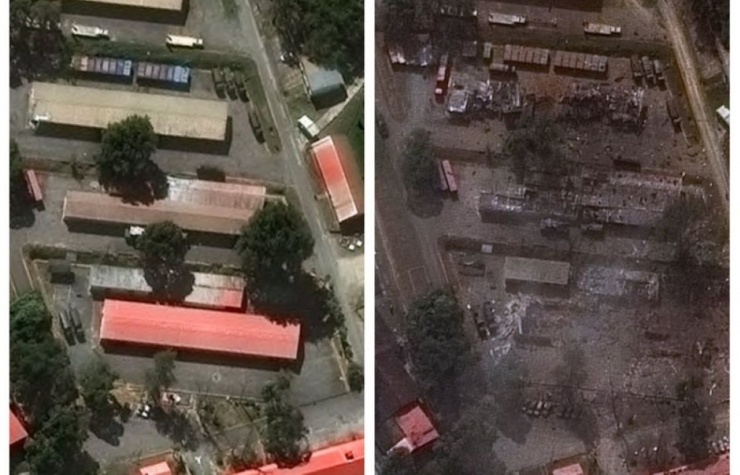 Hình ảnh vệ tinh từ tình báo không gian Mỹ Vantor cho thấy rõ ràng thiệt hại nghiêm trọng tại Fuerte Tiuna – tổ hợp quân sự lớn nhất Venezuela ở Caracas, nơi Tổng thống Nicolás Maduro bị bắt giữ trong Chiến dịch Absolute Resolve ngày 3/1/2026. Nguồn ảnh: Vantor 2026/militarnyi.com