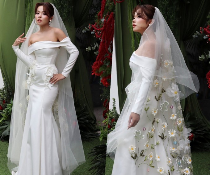 Cô dâu nói hài lòng khi lần đầu nhìn thấy chiếc đầm, cảm thấy tự tin khi mặc trong ngày cưới. Ảnh: Êkíp nhân vật cung cấp