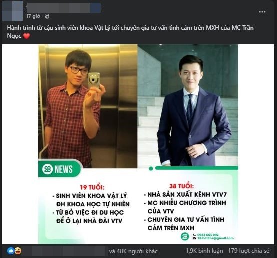 Ảnh hành trình của MC Trần Ngọc nhận sự chú ý lớn.