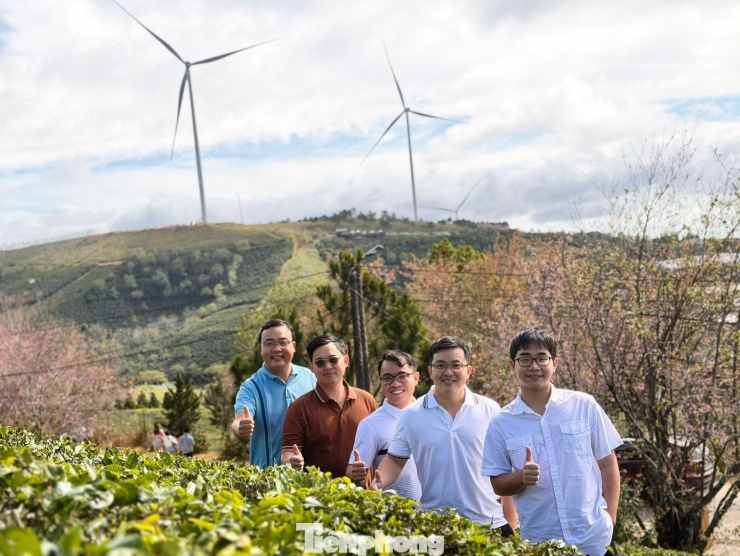 Các bạn trẻ check in từng góc chè xanh mướt, ánh nắng ban mai và làn sương mờ ảo để có bức ảnh ưng ý. "Mỗi góc ở đây đều như một bức tranh. Chỉ cần đứng vào là có ảnh đẹp để đăng ngay", bạn Quan Minh (du khách đến từ TP.HCM) chia sẻ.