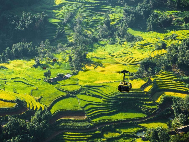 Cáp treo Fansipan đưa du khách qua khung cảnh thiên nhiên ngoạn mục của Sa Pa (Ảnh: Bảo Long)