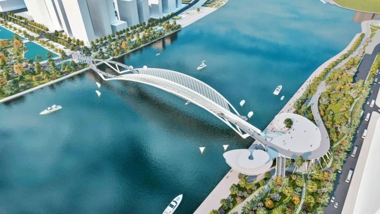 Cầu được thiết kế theo hình dáng lá dừa nước - loài cây đặc trưng của vùng sông nước Nam Bộ và được đánh giá là phương án kiến trúc tạo điểm nhấn cho cảnh quan đô thị trung tâm TP.HCM.