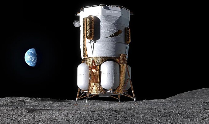 Minh họa tàu đổ bộ Mark 1 của Blue Origin trên Mặt Trăng. Ảnh: Blue Origin