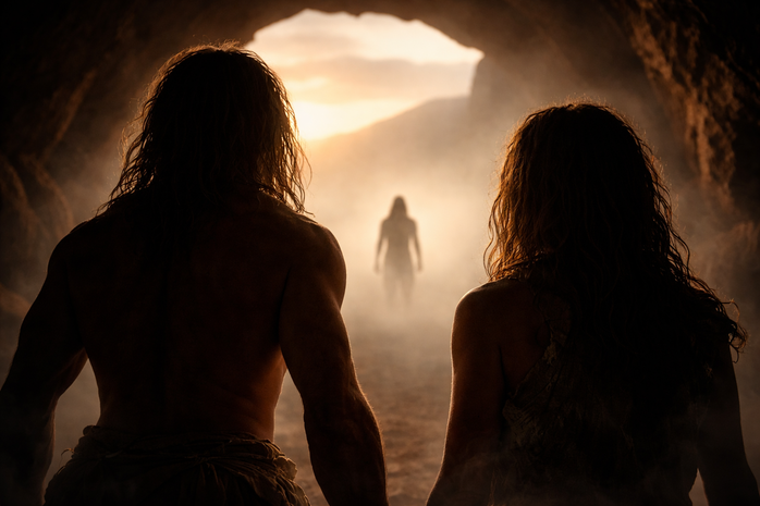 Một "loài người ma" đã tìm đến người Denisovan và giao phối với họ - Minh họa AI: Thu Anh