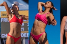 Người đẹp bóng chuyền Chacon mặc bikini, "phi thân" đập bóng gây ấn tượng mạnh