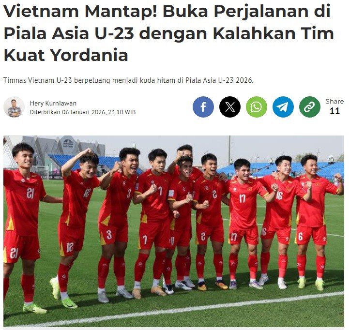 Tờ Bola của Indonesia khen U23 Việt Nam hết lời