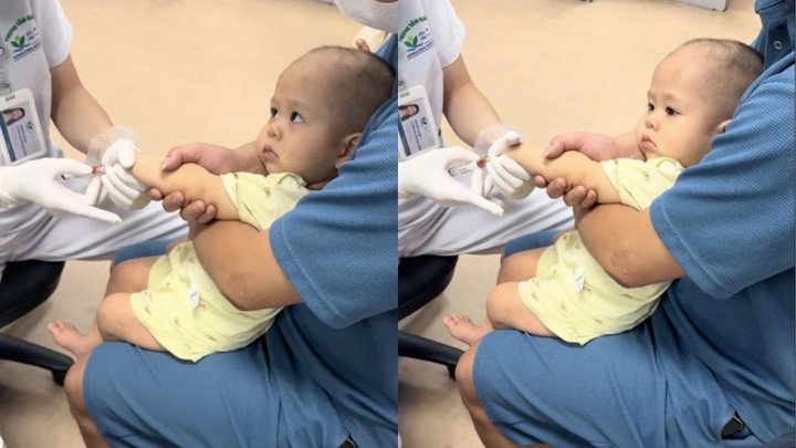 Nhiều người ngợi khen sự dũng cảm và điệu bộ "tổng tài" của em bé. (Ảnh chụp màn hình)