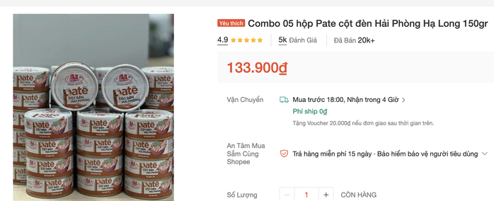 Combo 5 nộp Pate cột đèn bán được hơn 20.000 sản phẩm.