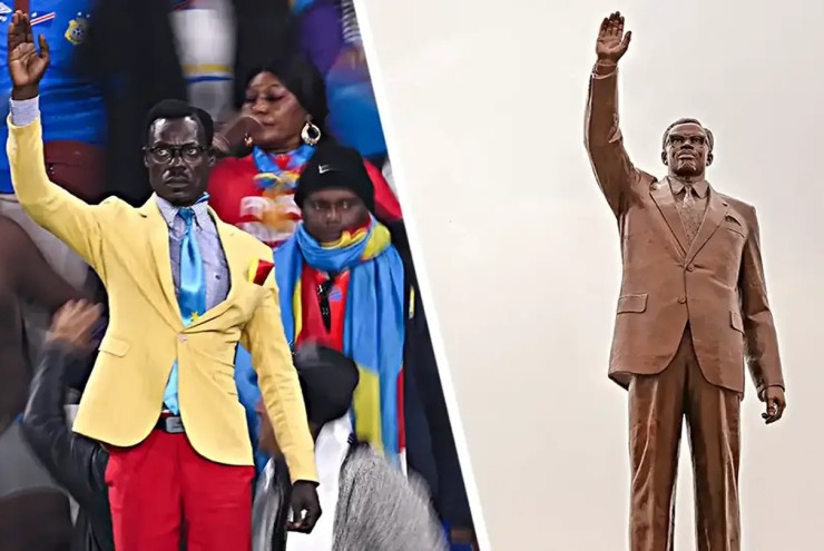 Michel Nkuka Mbodilanga với tạo hình tượng cựu tổng thống Patrice Lumumba