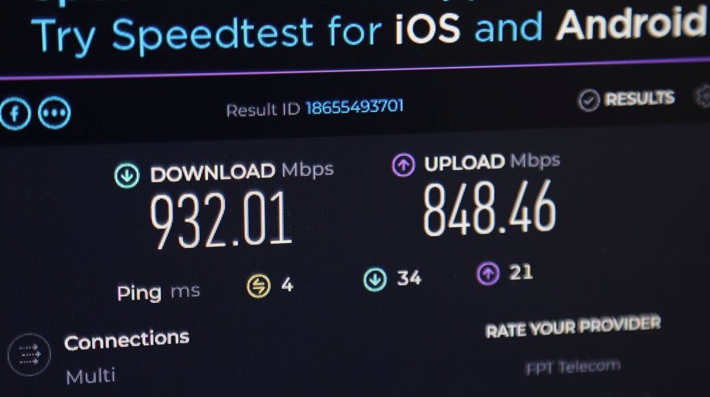 Tốc độ truy cập Internet qua Wi-Fi ấn tượng khi tiệm cận có dây (1Gbps) và ping cực thấp chỉ 4ms.