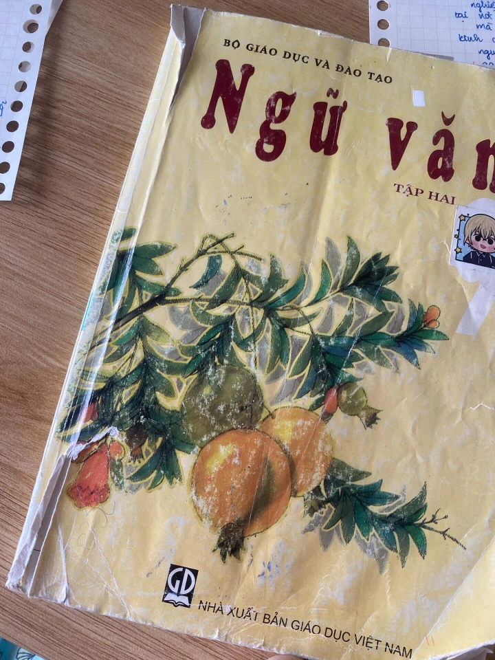 Trang sách ngữ Văn được "lấp đầy" bởi những dòng ghi chú.