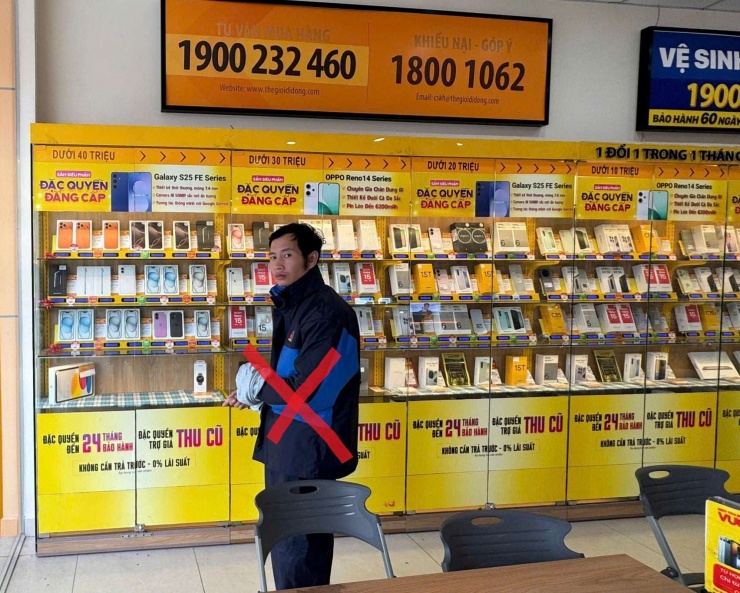 Đối tượng Vũ Xuân Sang đã đột nhập cửa hàng Thế Giới Di Động. Ảnh CAHP.