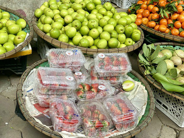 Nhiều loại dâu tây được bày bán trên thị trường khiến người tiêu dùng khó có thể phân biệt loại nào là hàng Việt, loại nào là hàng Trung Quốc.