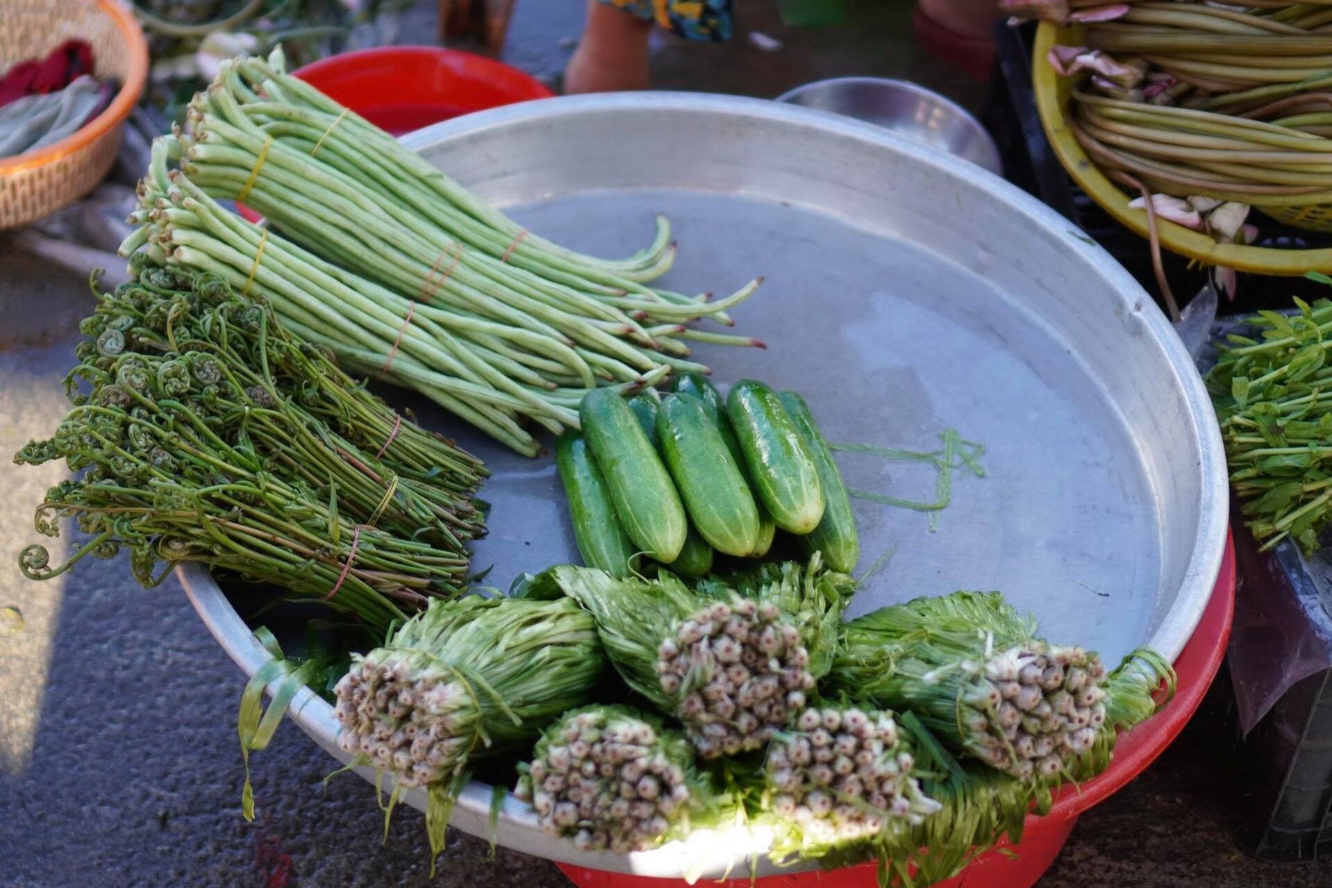 Các loại rau "trời cho" của miền Tây sông nước. Ảnh: Ngoại Tý/Linh Trang