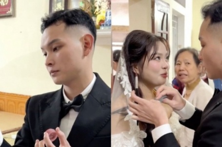 Cảnh chú rể tự tay trang điểm cho vợ trong ngày cưới khiến dân mạng 'tan chảy'