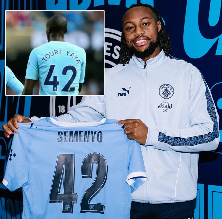 Semenyo mặc áo số 42, số áo cũ của huyền thoại Yaya Toure
