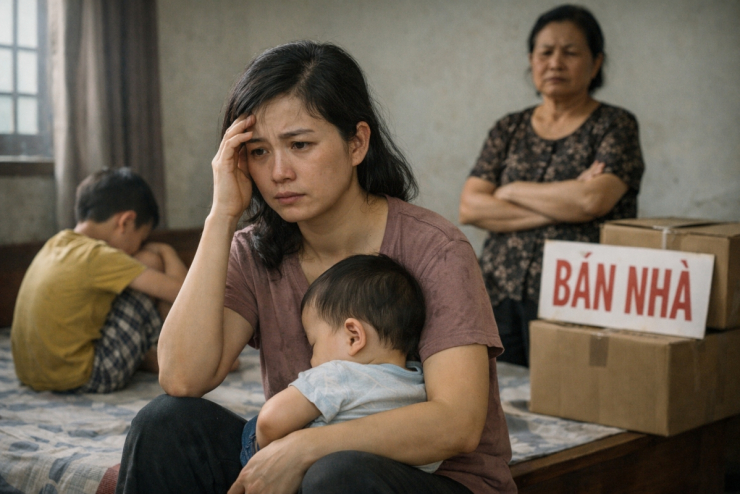 Mới đây mẹ chồng tôi bất ngờ nói muốn bán căn nhà đang ở để chia phần cho bà để dưỡng già. (Ảnh minh họa: AI)