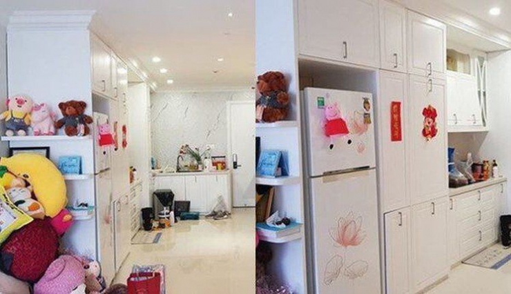 Khu vực sảnh và bếp xinh xắn trong căn hộ của Ninh Dương Lan Ngọc.