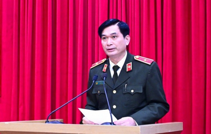 Thiếu tướng Trịnh Ngọc Quyên phát biểu tại hội nghị. Ảnh: CAND.