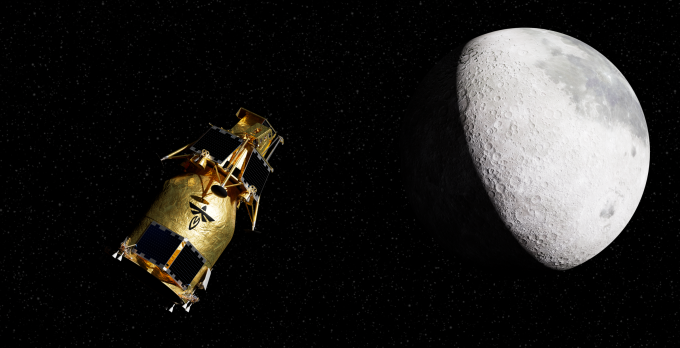 Minh họa tàu đổ bộ Blue Ghost M2 cùng tàu quỹ đạo Elytra bay tới Mặt Trăng. Ảnh: Firefly Aerospace