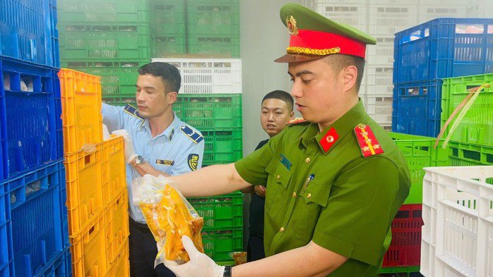 Tang vật thu giữ lên tới khoảng 20 tấn thịt gà đông lạnh, thịt gà ủ muối và nội tạng gia cầm.