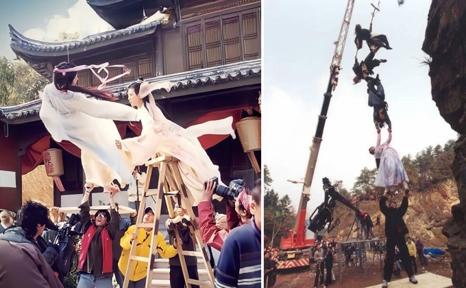 Diệc Phi trên phim trường "Thiên Long Bát Bộ". Ảnh: Mtime