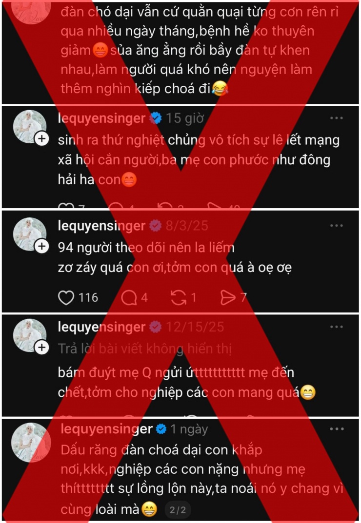 Loạt bình luận gây sốc của Lệ Quyên. Ảnh: Chụp màn hình&nbsp;