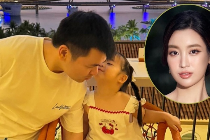 Ảnh sao 12/1: Chồng Đỗ Mỹ Linh hạnh phúc khi được con gái âu yếm