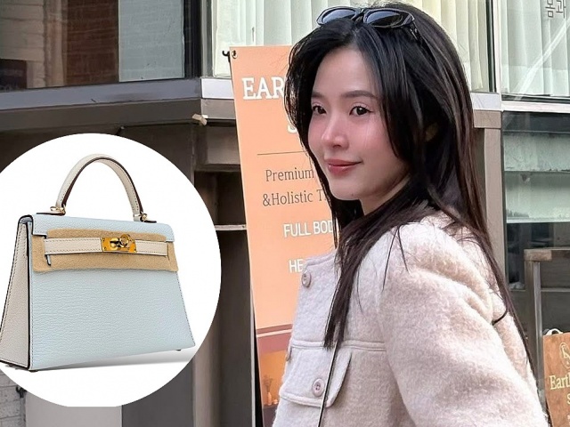 Midu xách túi 800 triệu đồng dạo phố Seoul