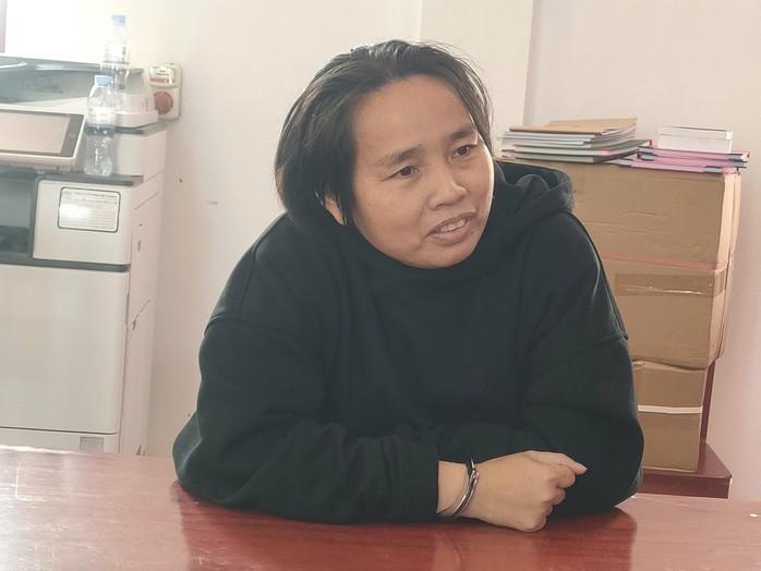 Hồ Thị Hải tại cơ quan công an. Ảnh: Công an cung cấp