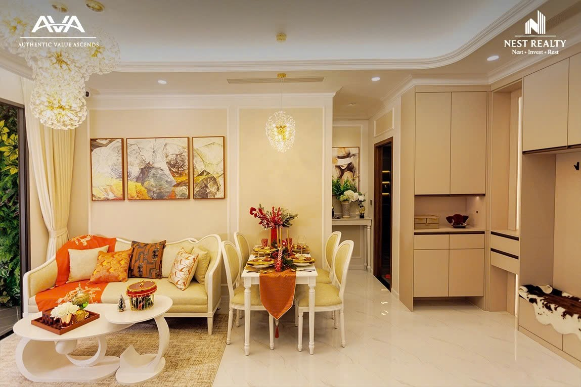 Không gian bếp, phòng khách và phòng ngủ được hoàn thiện đồng bộ