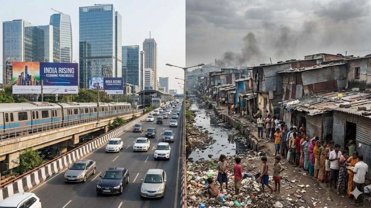 Khoảng cách giàu nghèo ở Ấn Độ rất lớn. Ảnh minh hoạ bởi AI