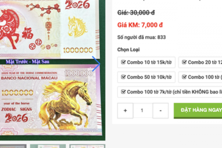 Tiền lì xì linh vật Ngựa 2026 tràn ngập thị trường