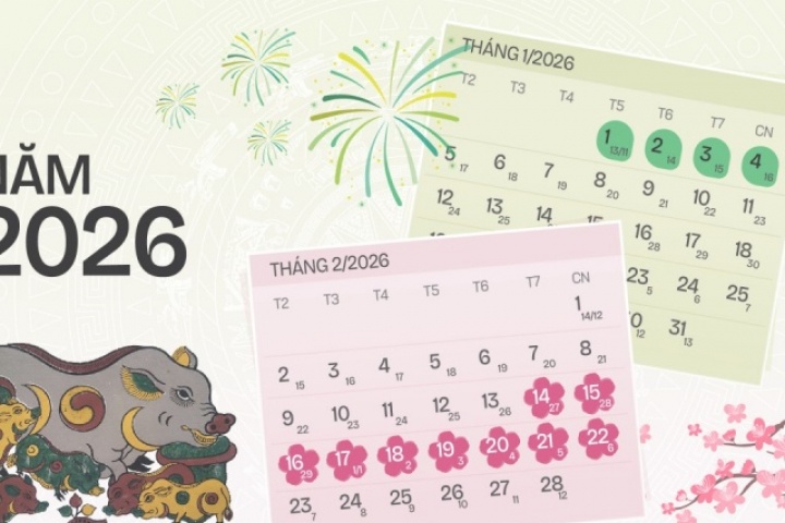 Các ngày nghỉ lễ Tết năm 2026