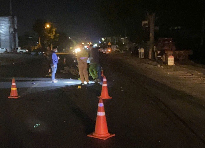 Hiện trường vụ tai nạn khiến một người đi xe máy tử vong