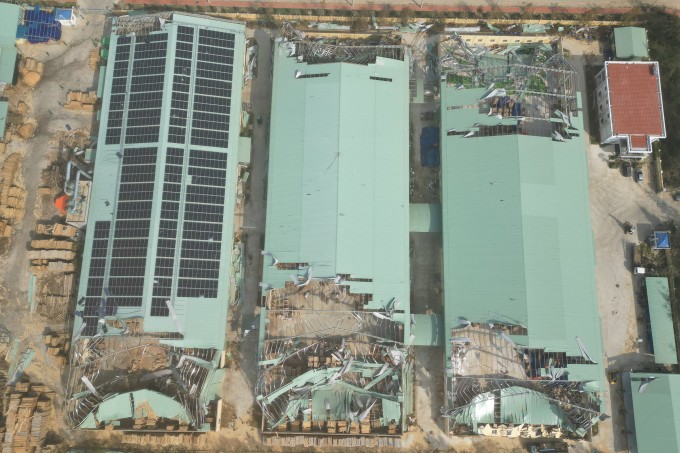 Nhà máy tan hoang sau bão ở Gia Lai năm 2025. Ảnh: Đức Hóa