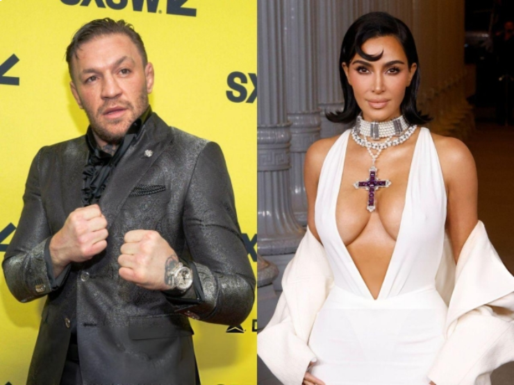 McGregor (bên trái) gây bất ngờ khi tuyên bố có họ hàng với nữ diễn viên "siêu vòng 3"&nbsp;Kim Kardashian (bên phải)