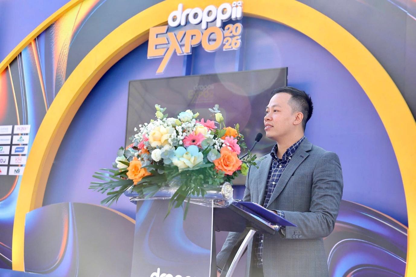 Ông Trần Thiên Ấn – CEO Droppii phát biểu khai mạc Droppii Expo 2026 - Sự kiện trải nghiệm mua sắm đỉnh cao