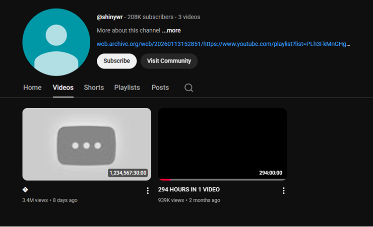 Video kỳ lạ có độ dài 140 năm trên YouTube.