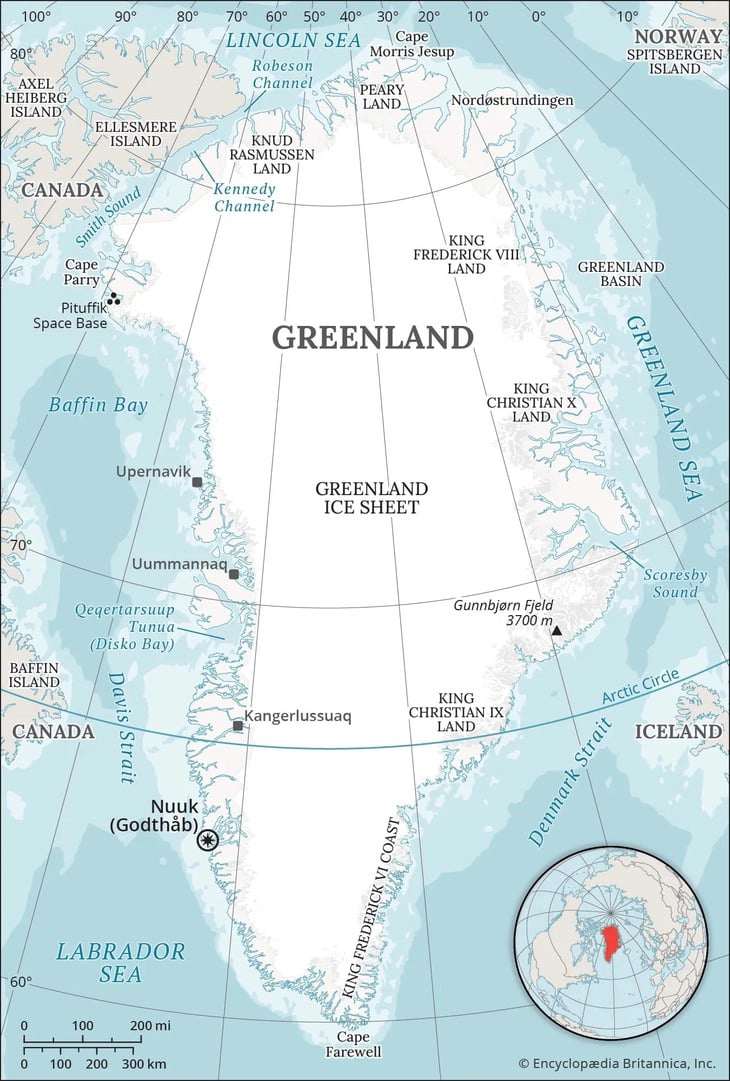 Bản đồ vị trí đảo&nbsp;Greenland