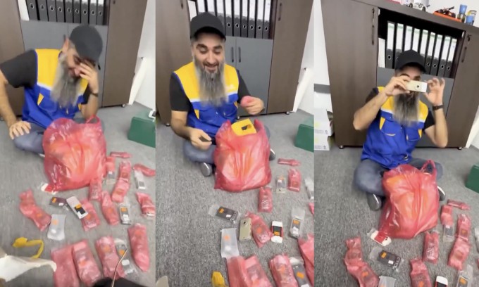 Hình ảnh người đàn ông khi nhận đơn hàng điện thoại Nokia từ cách đây 16 năm. Ảnh: X/Renard Jean-Michel