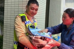 Bé trai chào đời trên xe tuần tra của cảnh sát giao thông