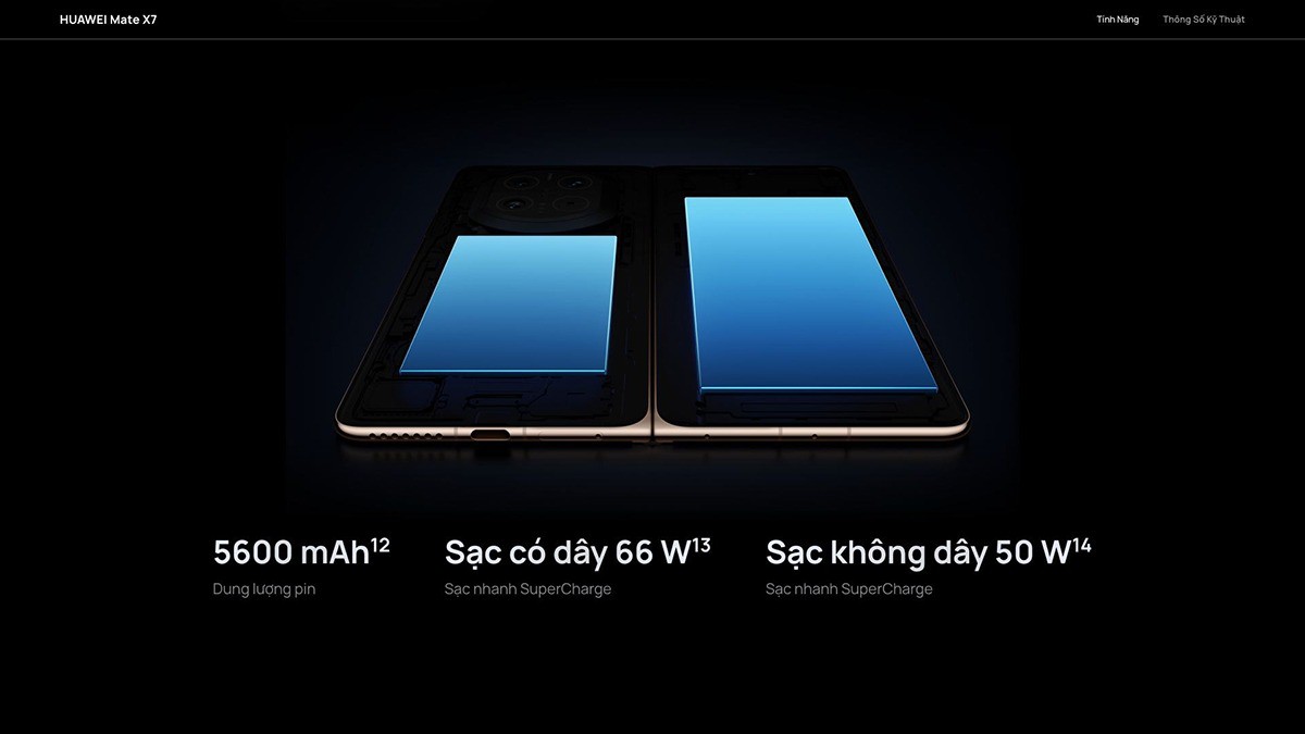 Huawei Mate X7 có dung lượng pin lớn