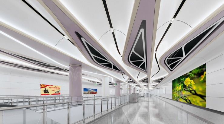 Mỗi nhà ga không chỉ là điểm trung chuyển hành khách mà còn là một “điểm nhấn” về thẩm mỹ, góp phần làm giàu thêm diện mạo không gian ngầm của thành phố. Trong đó, ga ngầm Tao Đàn được lấy cảm hứng từ công viên văn hóa, với hệ mái vòm cách điệu theo phong cách hiện đại, mô phỏng hình ảnh cánh bướm mùa xuân.