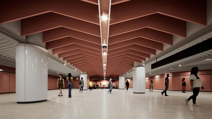 Ga Bến Thành lấy cảm hứng từ sông Sài Gòn thiết kế kiến trúc tập trung mô tả sự uyển chuyển của sóng nước.